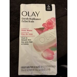 OLAY Fresh Radiance Rose Water Beauty Bar Soap, 6 Bars Total 19 fl oz